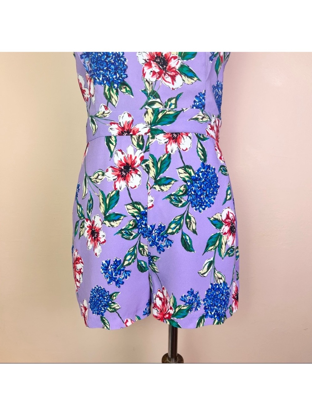 New! Parker Ana Floral Romper Purple Blue Red Flutter Sleeve V-Neck - Picture 5 of 8